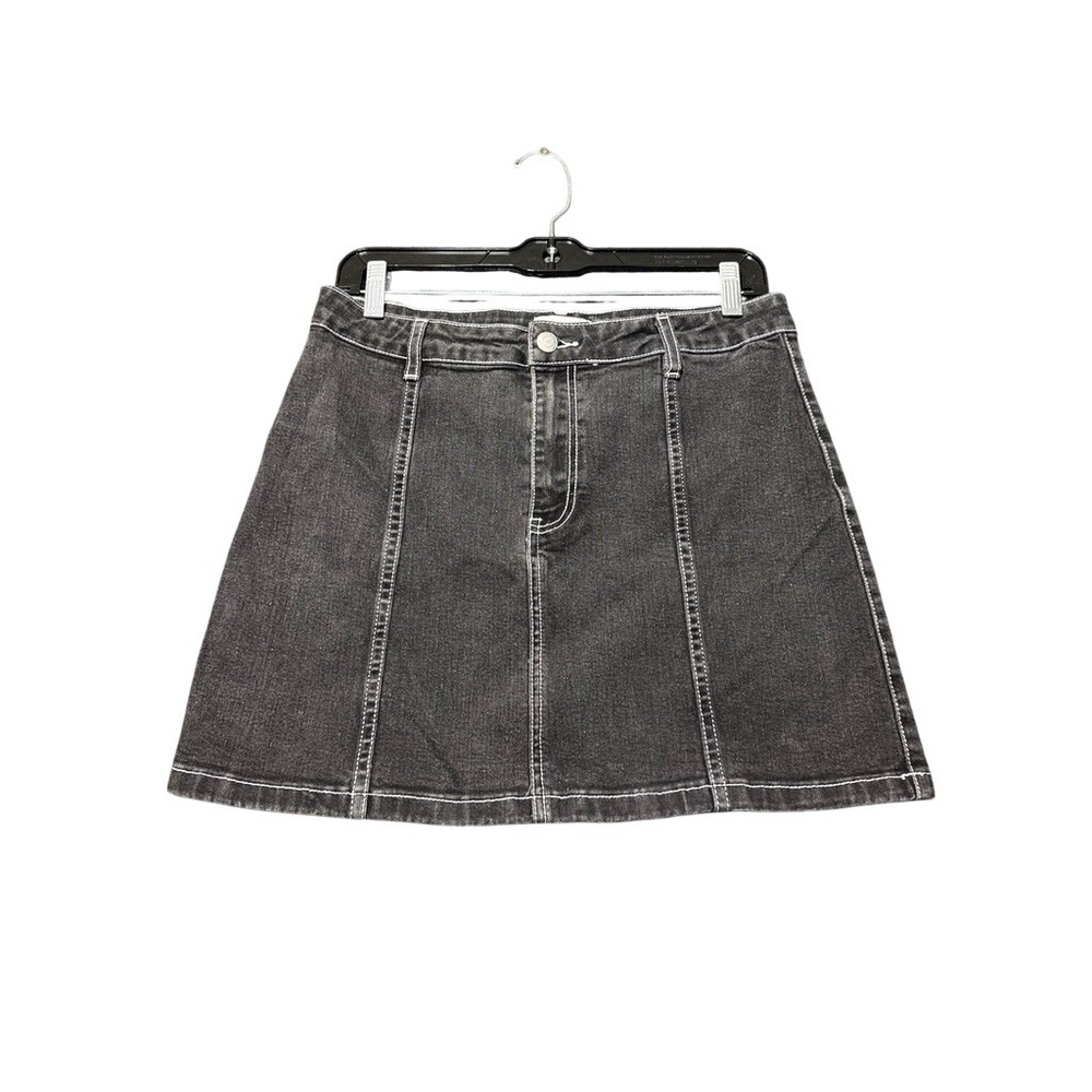 Tally Weijl Denim Mini Skirt Women EU Size 40 Black Contrast Stitch A-Line